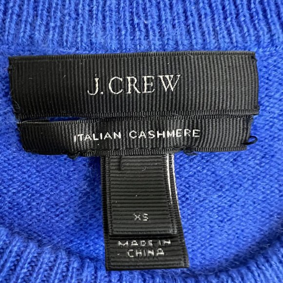 J. Crew 100% Italian Cashmere Crewneck Three Quarter Sleeve Sweater Blue XS - Picture 3 of 11